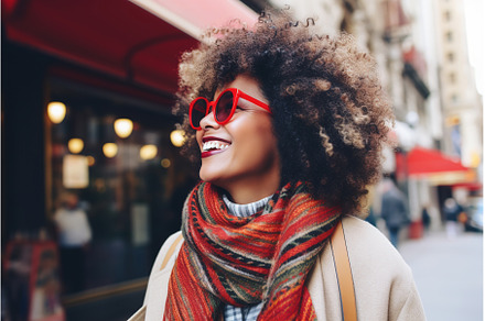 Happy 40s black woman, closeup Fall, a Person Photo by Lermont51