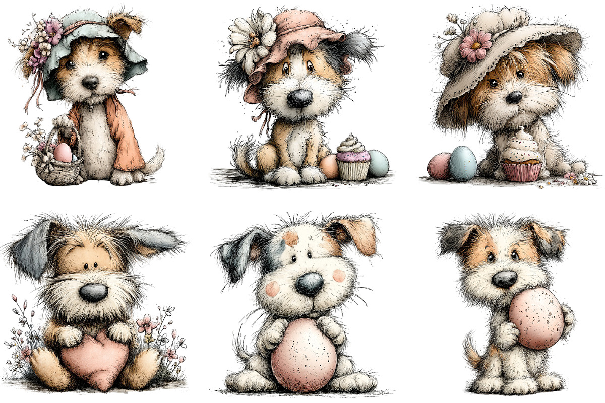 Whimsical Easter Dogs Clipart, an Illustration by Sublimation Artist (Photo 4 of 7)