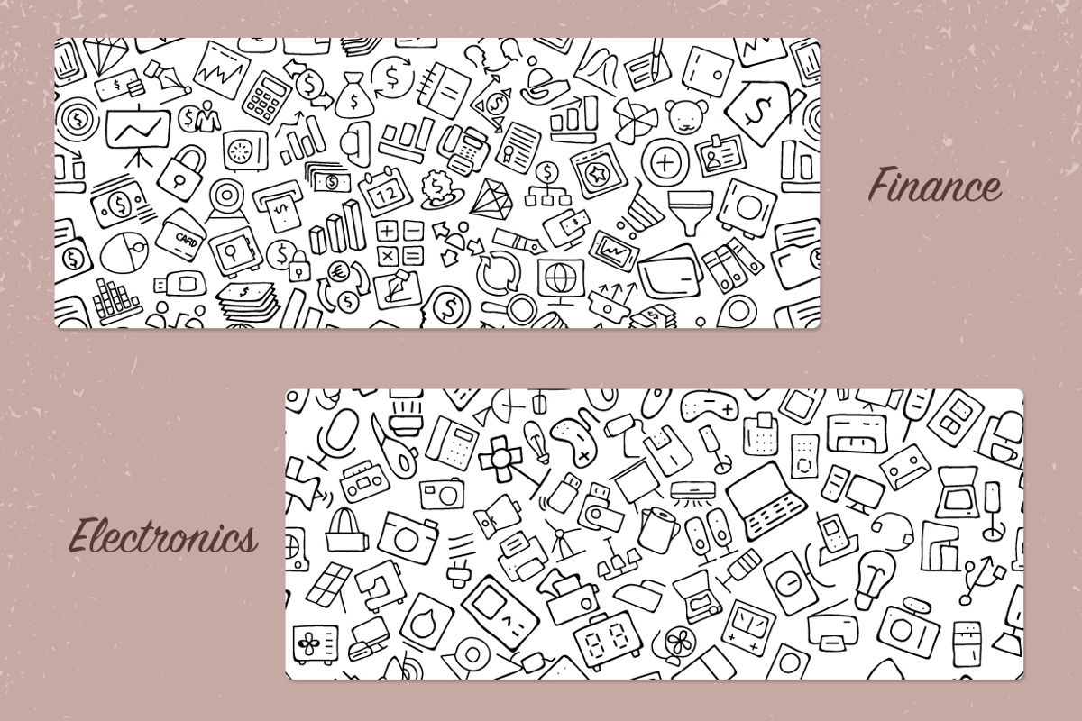 7 Hand Drawn Icon Patterns - Vol 1 preview 2