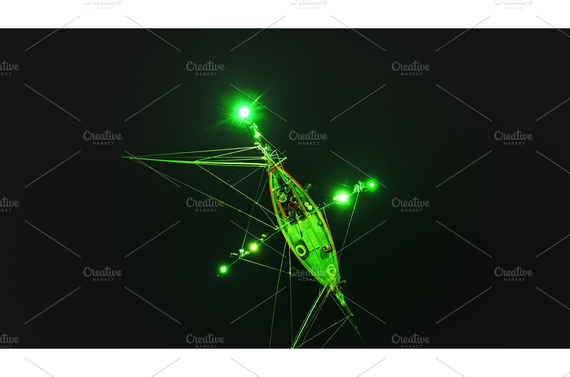 Squid fishing boat illuminating the, a Transportation Photo by Goinyk