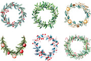 Watercolor Christmas Garland Clipart, an Illustration by CraftArtStudio (Thumbnail 3 of 6)