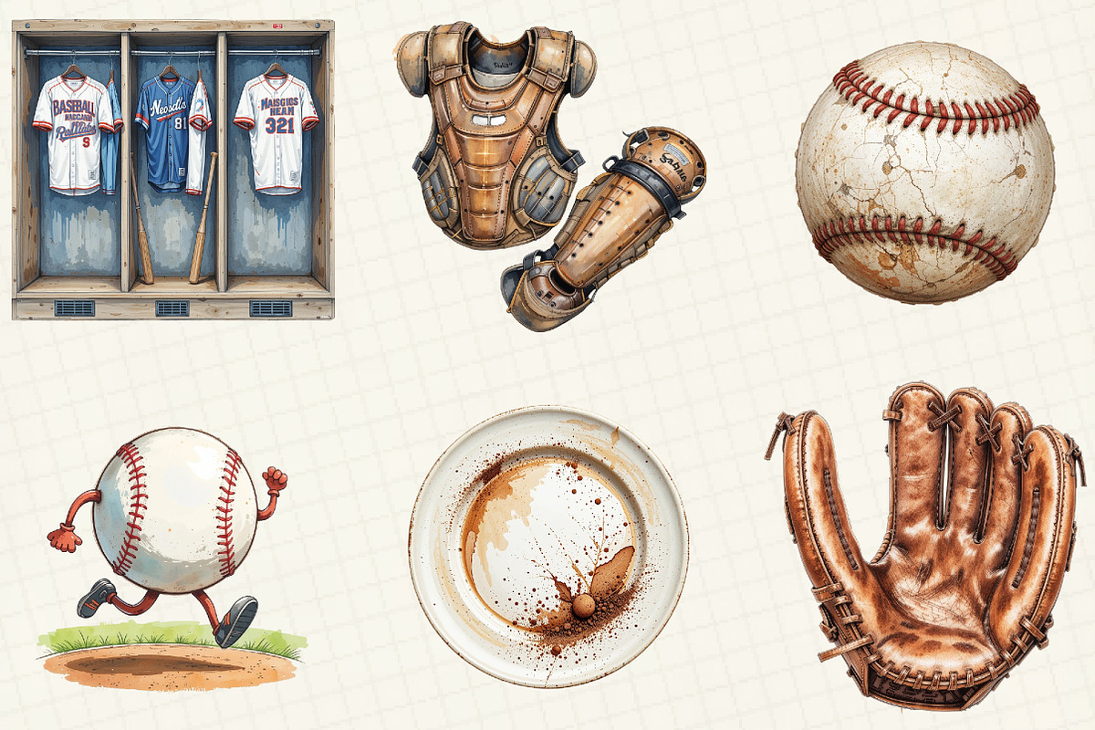 Watercolor Baseball Clipart, an Illustration by OK Design (Photo 5 of 5)