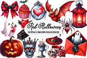 Watercolor Red Halloween Clipart, an Illustration by Daily.Designs (Thumbnail 1 of 4)