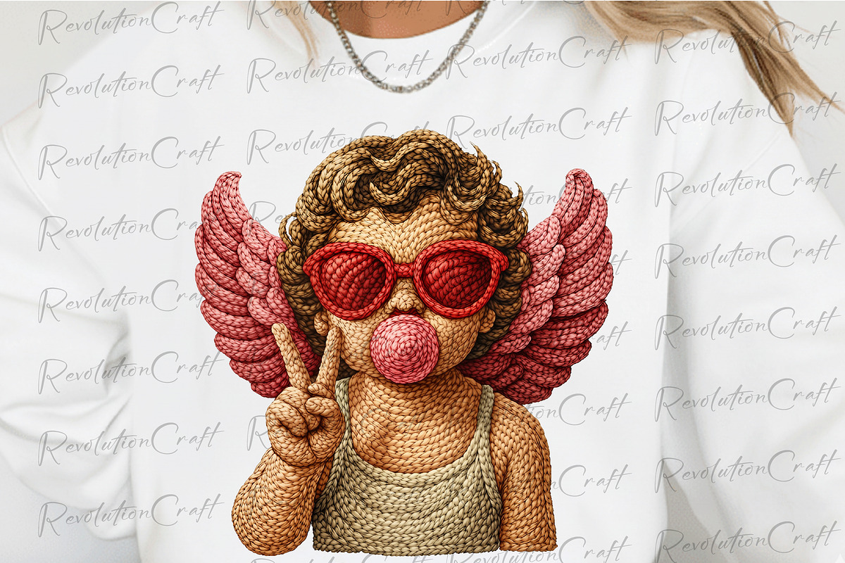 Crochet Valentine Cupid Blowing png, an Illustration by OK Design (Photo 2 of 4)
