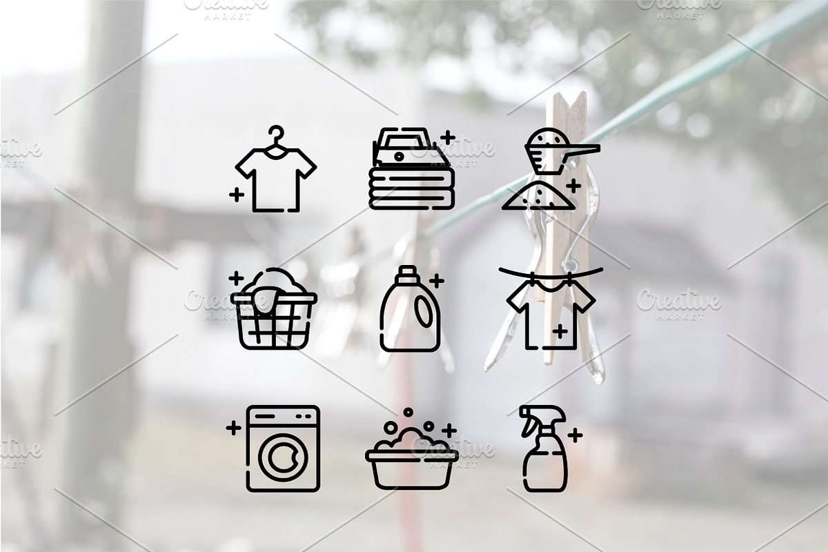 Laundry Line Icons, an Outline Icon by Lyolya Profitrolya (Photo 2 of 2)