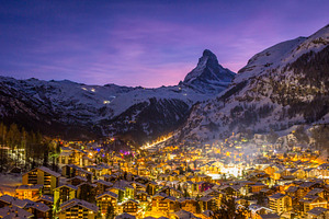 Zermatt Town and Matterhorn Mountain, an Architecture Photo by WhiteMountMedia