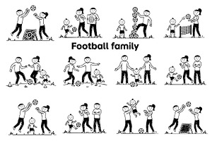 happy family playing football set, a Person Illustration by foxndeer