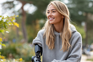 Smiling young woman with prosthetic, a Health & Medical Photo by MistyDay