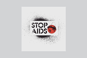 Stop Aids Typographic Stencil Poster