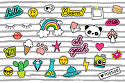 Pop Art 80's patches + 10 patterns, a Pattern Graphic by Hala (Thumbnail 1 of 4)