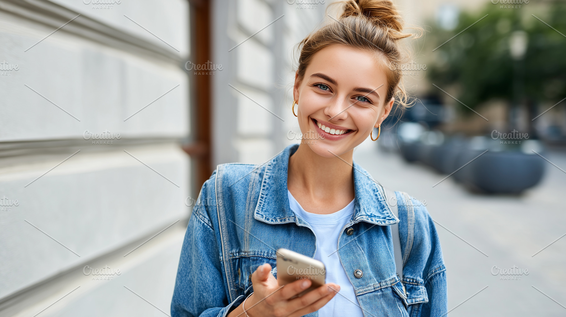 Friendly young woman use smartphone, a Person Photo by MistyDay