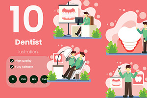 Dentist Illustration Pack, a Person Illustration by baii09