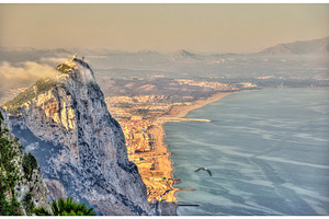 Rock of gibraltar in fog a british overseas territory containing gibraltar, a Nature Photo by Leonid Andronov
