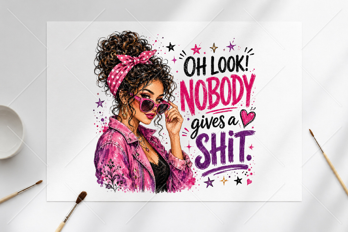 Nobody Gives a PNG Retro Sassy Girl, a Seasonal Illustration by Canvas Craft (Photo 6 of 6)