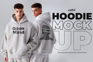 White Hoodie Mock Up Front And Back