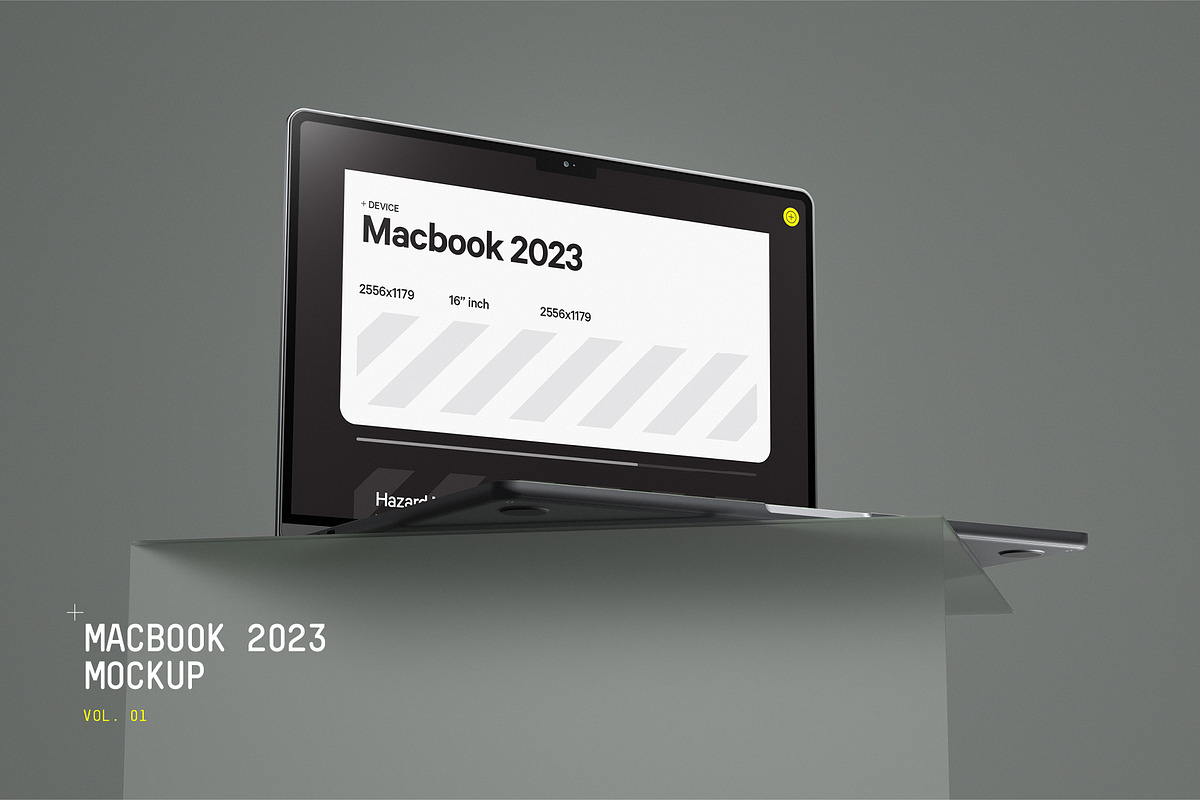 Macbook 2023 Mockup, a Mac Mockup by HAZARD MOCKUPS (Photo 1 of 8)