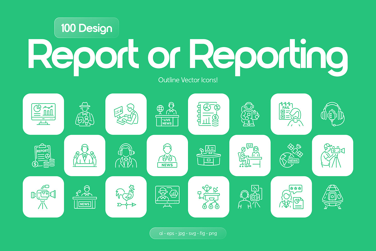 Report or Reporting Icon Set, an Outline Icon by Prosymbols (Photo 1 of 7)