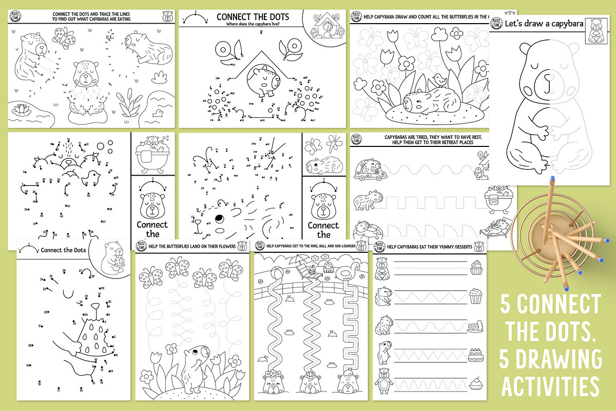 Capybara coloring games for kids, an Education Illustration by Lexi Claus (Photo 10 of 17)