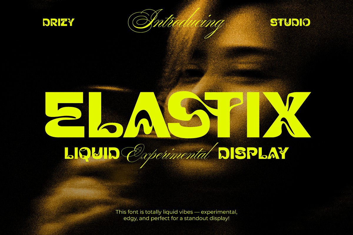 Elastix - Liquid Experimental Font, a Sans Serif Font by Drizy (Photo 1 of 10)