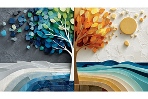 A serene landscape featuring a tree, an Abstract Photo by ZinetroN