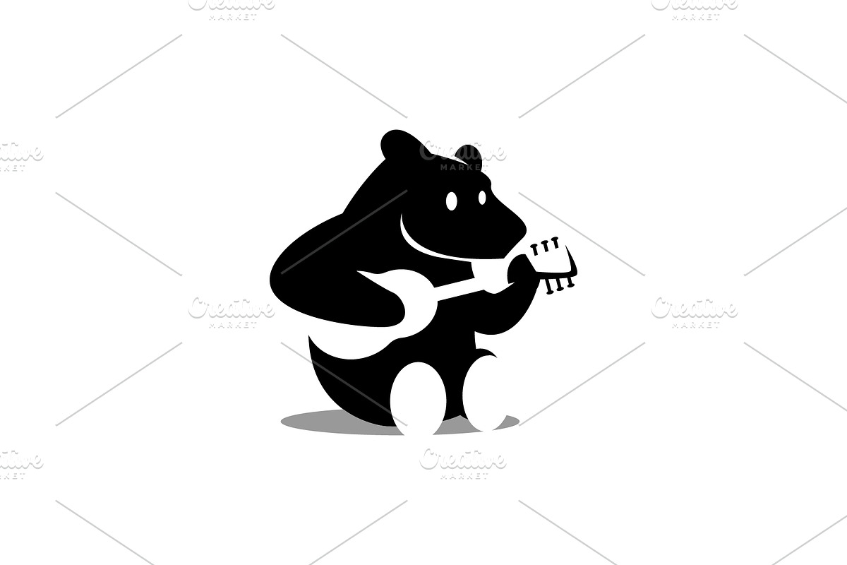 Bear playing guitar logo design, an Object Graphic by nicemorning (Photo 2 of 4)