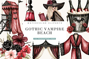 Gothic Vampire Beach Clipart, an Object Illustration by BusyDaydesign (Thumbnail 1 of 9)