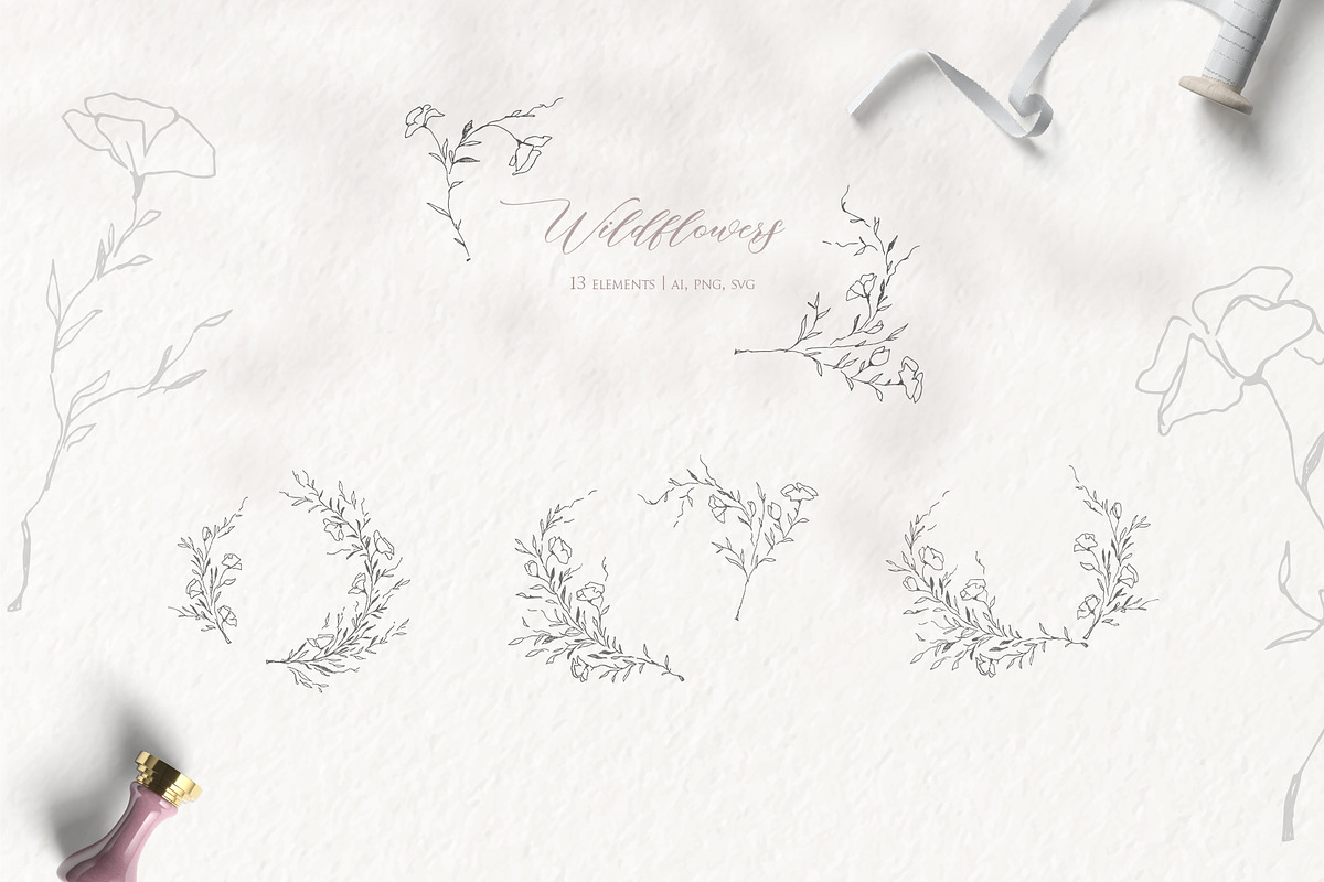 Wildflowers wreath, floral wedding, an Illustration by Summer Nightingale Art (Photo 1 of 6)