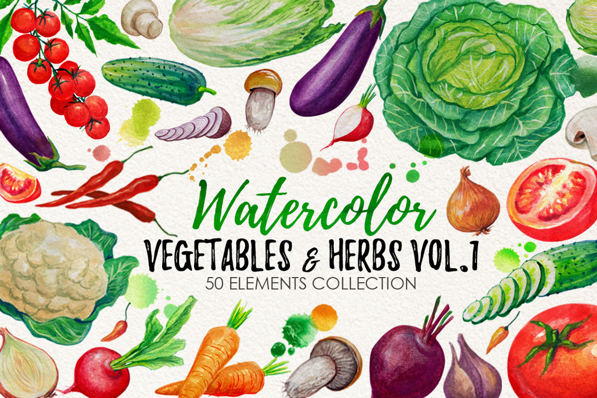 Watercolor Vegetables, Herbs, an Animal Illustration by Graphobia (Photo 1 of 12)