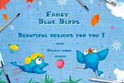 Fancy Blue Birds Big set. Characters, a Food Illustration by Maycat_store (Thumbnail 6 of 6)