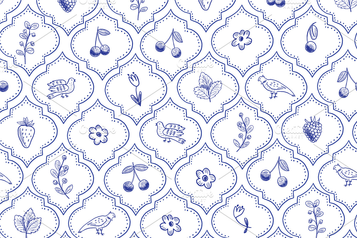 Flowers Birds Berries, a Pattern Graphic by GooseFrol (Photo 4 of 18)