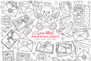 Love Mail Clipart Bundle | Valentine, a Seasonal Illustration by TitaLivingArt