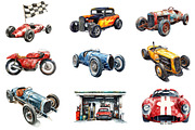 Vintage Old Race Car Clipart, an Illustration by CreationArt (Thumbnail 3 of 4)