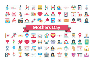Mother’s Day Icons Pack, a Solid Icon by Vector Portal