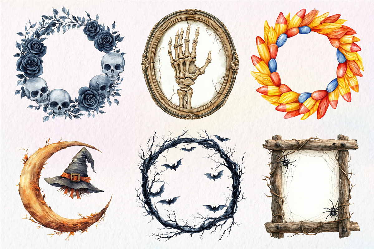 Spooky Halloween Frames Clipart, an Illustration by Dream Creation (Photo 2 of 6)