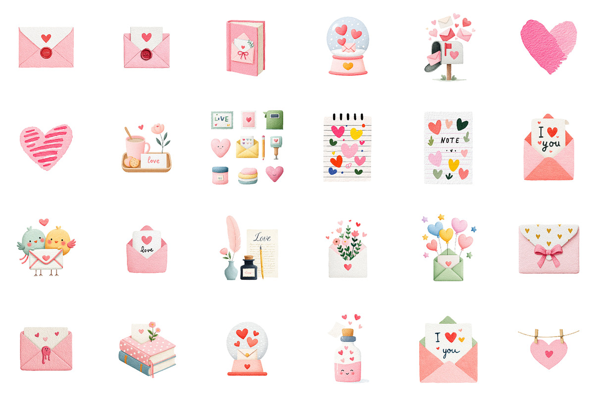 Valentine's Day Love Letter Clipart, an Illustration by Sublimation Artist (Photo 2 of 6)