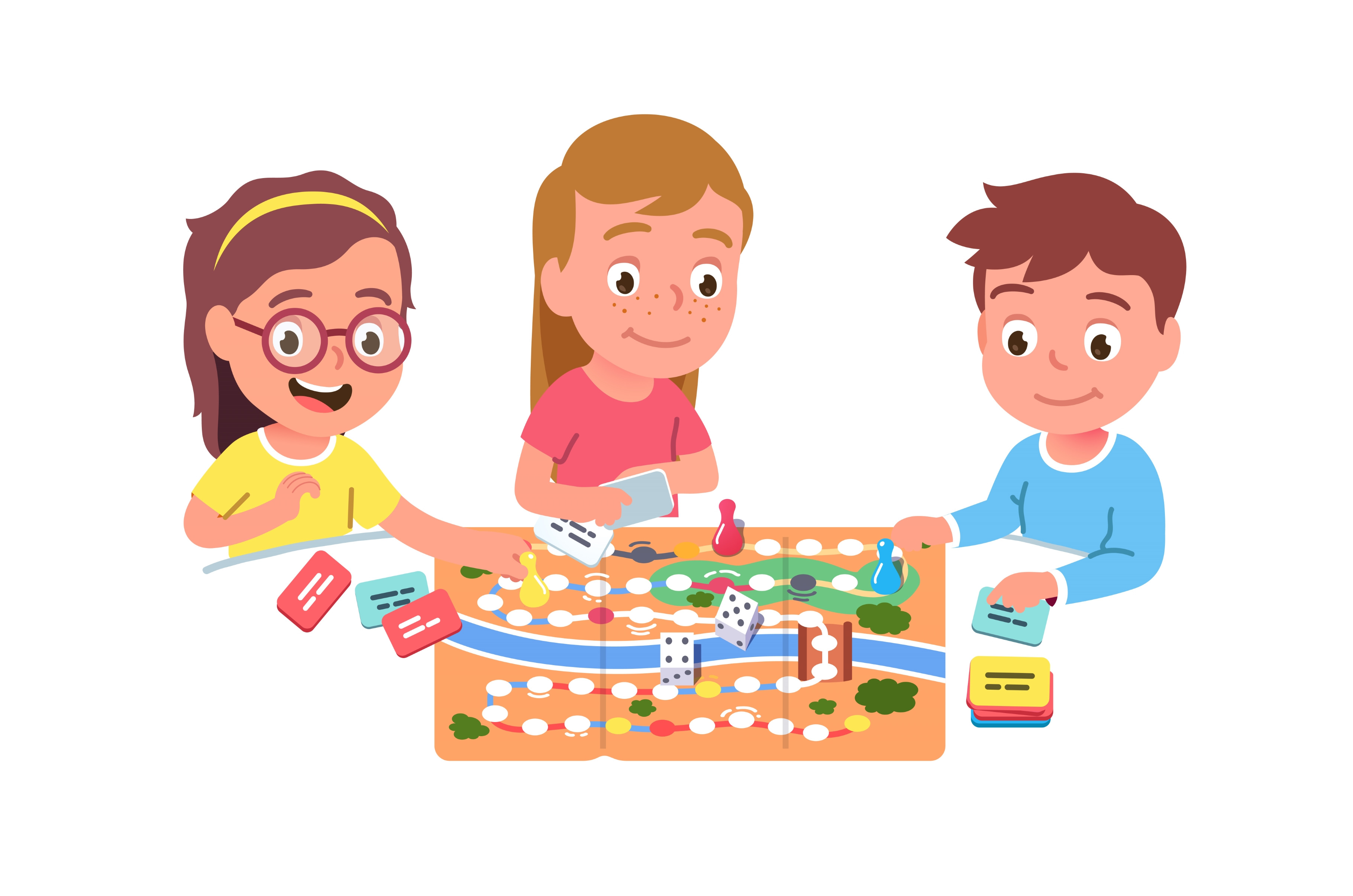 Kids boy, girls playing board game | People Illustrations ~ Creative Market