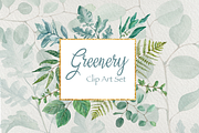 Greenery - Watercolor Clip Art Set, a Decorative Illustration by Tati Bordiu (Thumbnail 1 of 5)