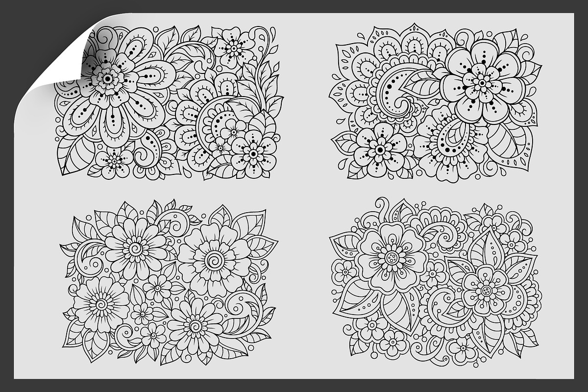 Flowers Coloring Pages, an Illustration by Katika Shop (Photo 2 of 7)