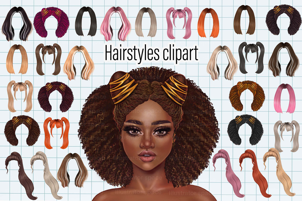Hairstyles clipart 30 PNG, an Illustration by Illustrator Space (Photo 1 of 6)
