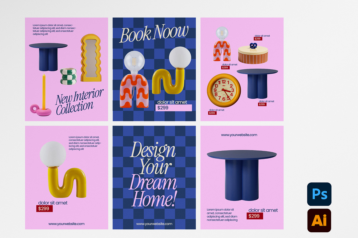 Interior Design Instagram Templates, a Social Media Template by GAZINEOGRAPHIC (Photo 4 of 6)