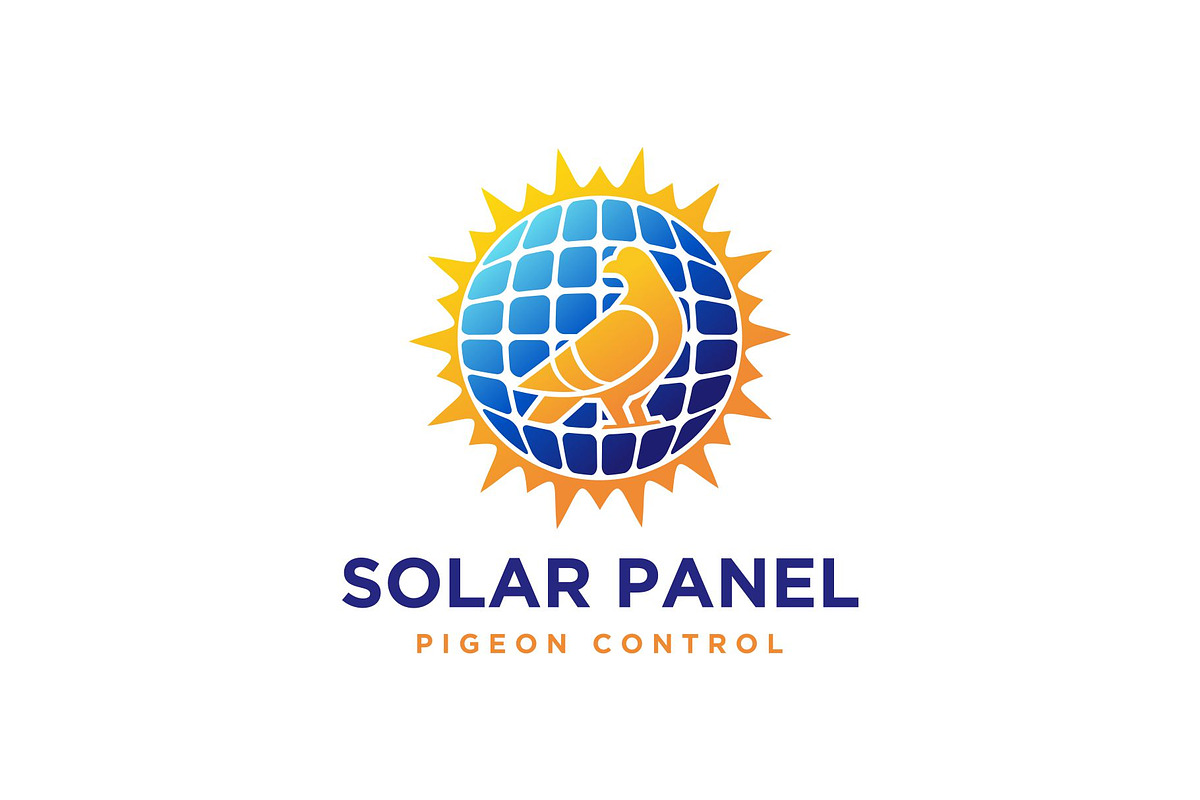 Solar Panel Pigeon Control Logo, a Branding & Logo Template by Buqancreative