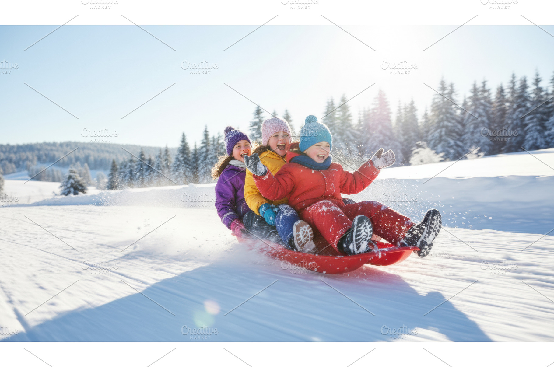 Children dressed in colorful winter, a Nature Photo by Igor Tichonow