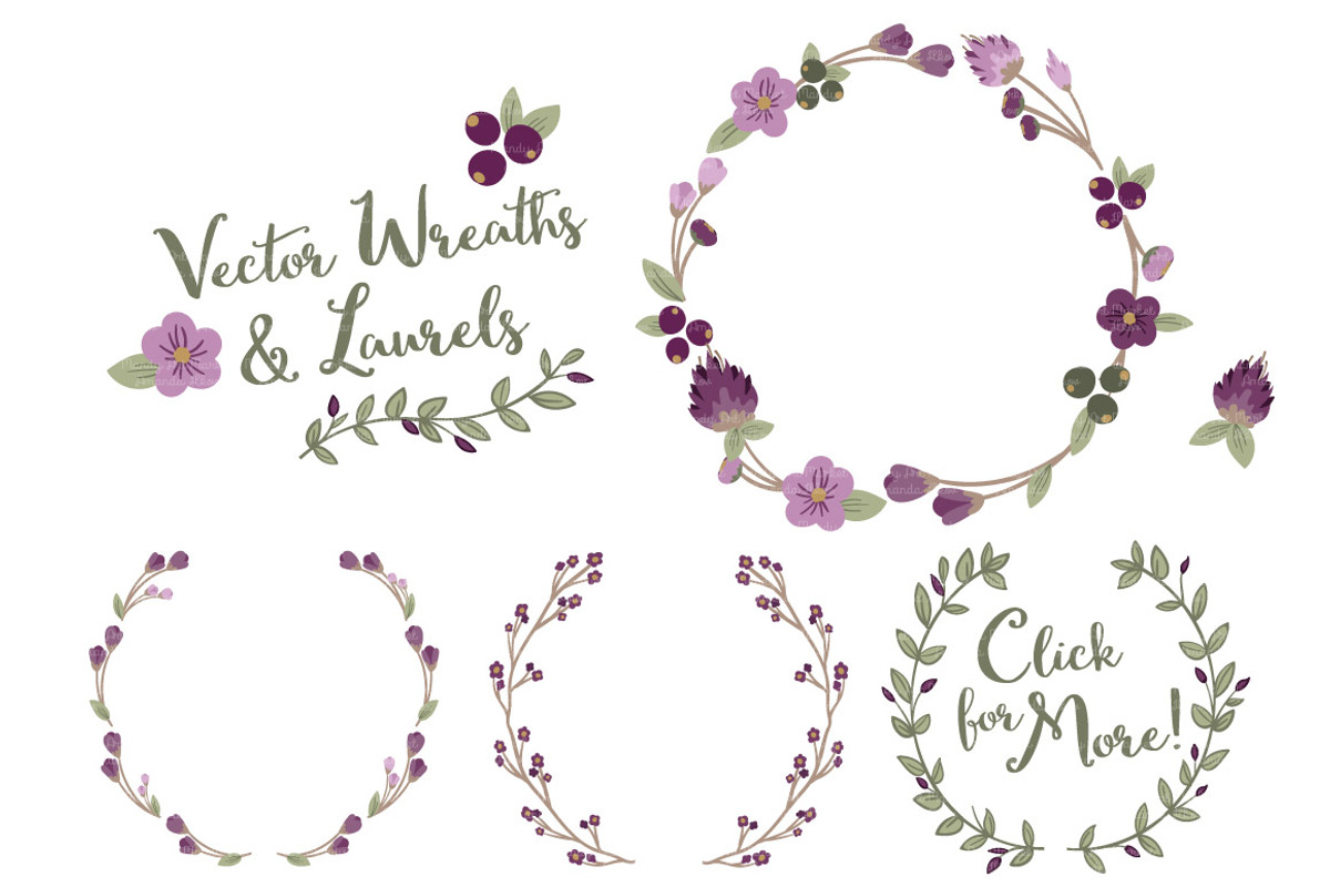 Plum Vector Flower Wreaths, an Illustration by Amanda Ilkov (Photo 3 of 3)