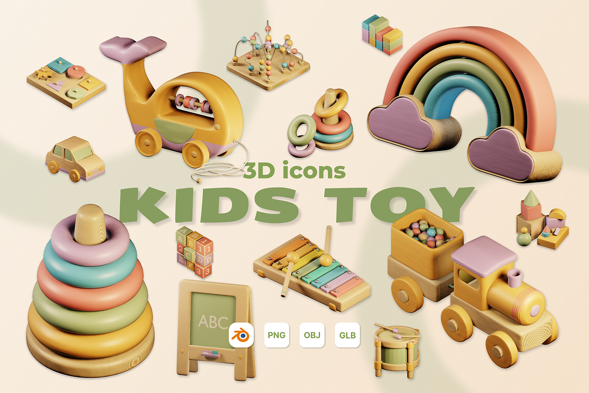 3D Kids Toys Icon Pack, a 3D by Laimmilka (Photo 1 of 4)
