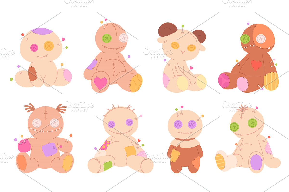 Voodoo dolls. Cartoon isolated, an Illustration by LadadikArt