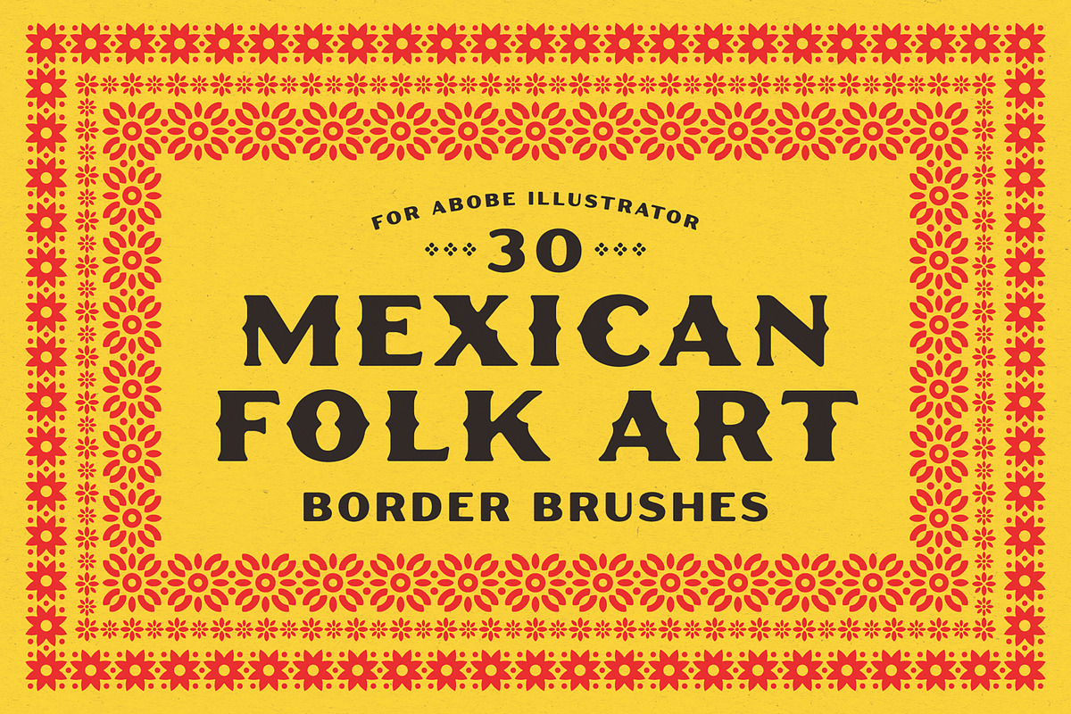 30 Mexican Folk Art Border Brushes, a Brush Add-On by Komet & Flicker (Photo 1 of 7)