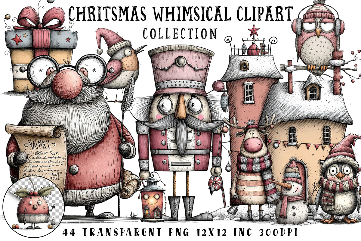 Christmas Whimsical Clipart, an Illustration by OK Design (Photo 1 of 6)
