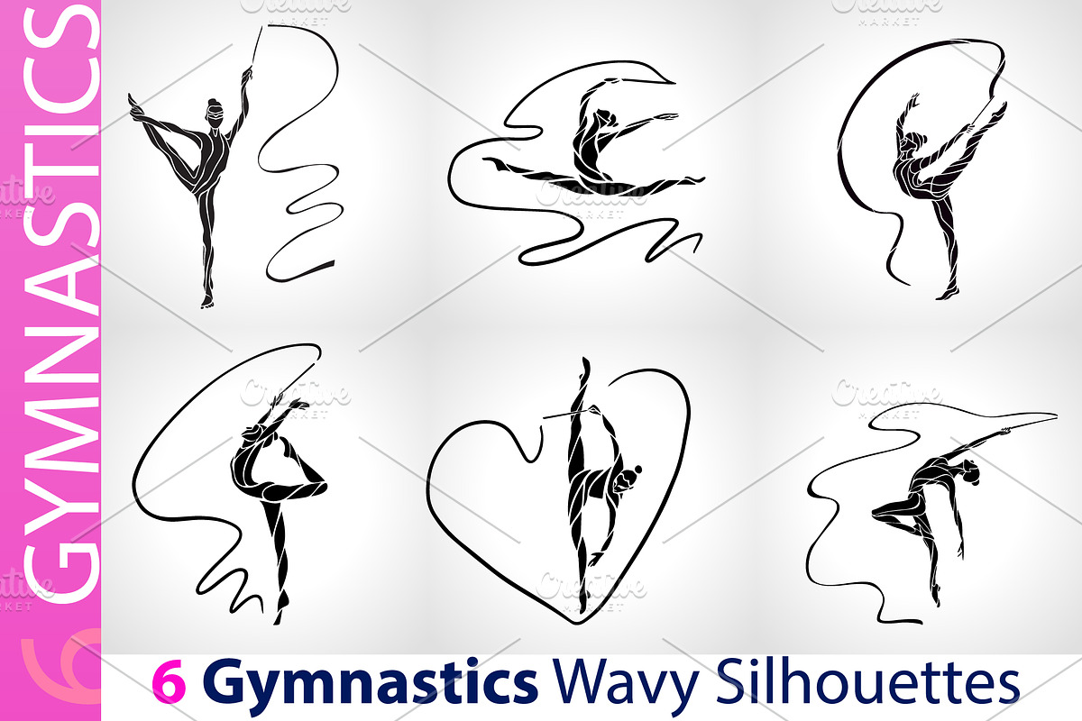 Rhythmic Gymnastics Ribbon Bundle, a Sport Illustration by Kluva's Wavy Silhouettes (Photo 1 of 3)