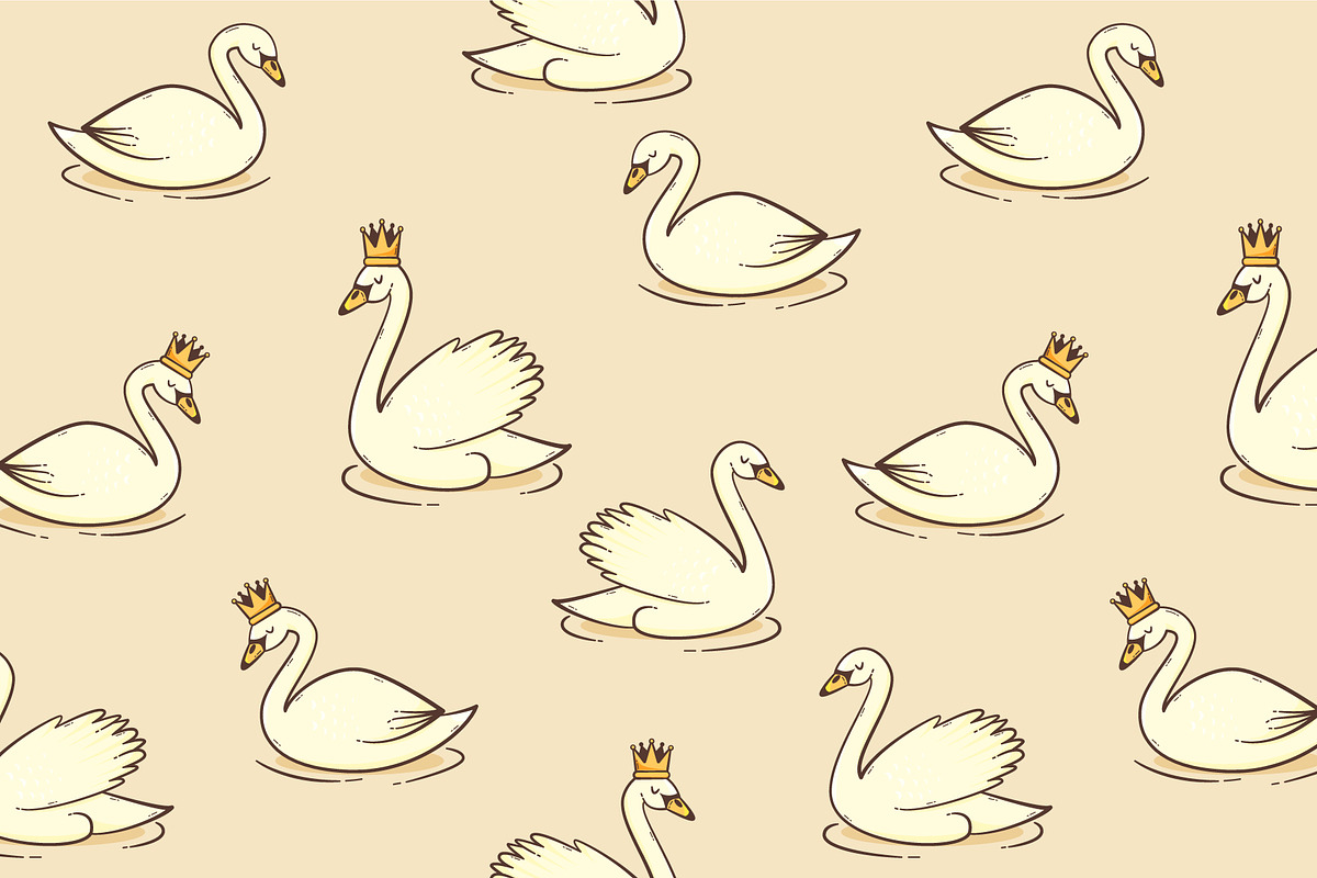 Swan vector seamless pattern, a Pattern Graphic by Cute art