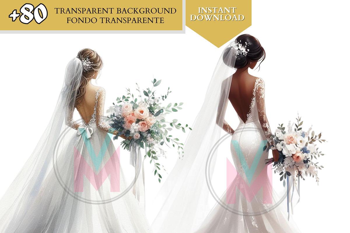Bride watercolor Wedding from back, a Person Illustration by VM PARTYS  BY TAIRUMA (Photo 5 of 11)